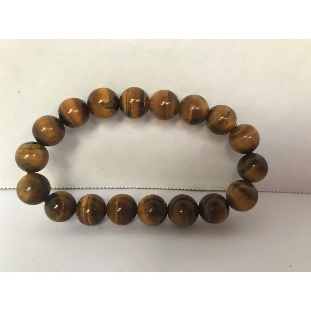Bracelet‎ brown round natural glossy beads bangle Stretchy howlite earth tones